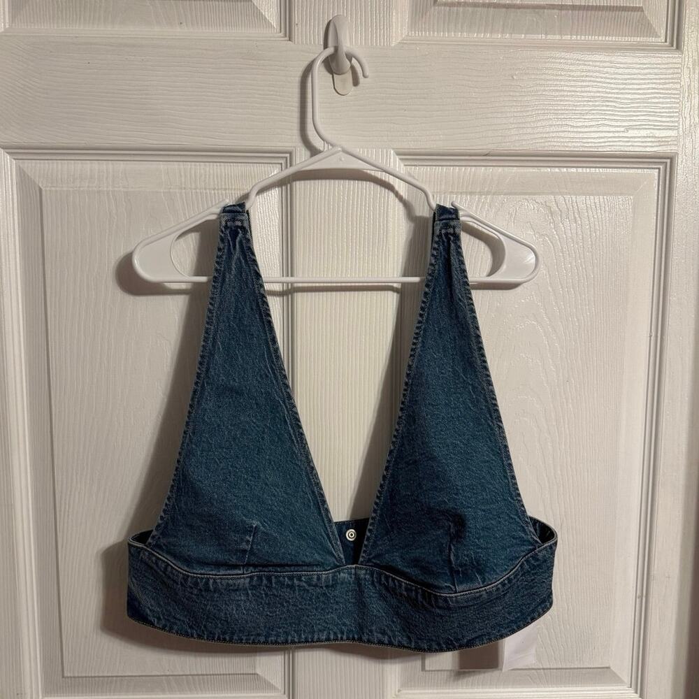 Denim Adjustable Crop Top Bra 90s Y2K Party Festival